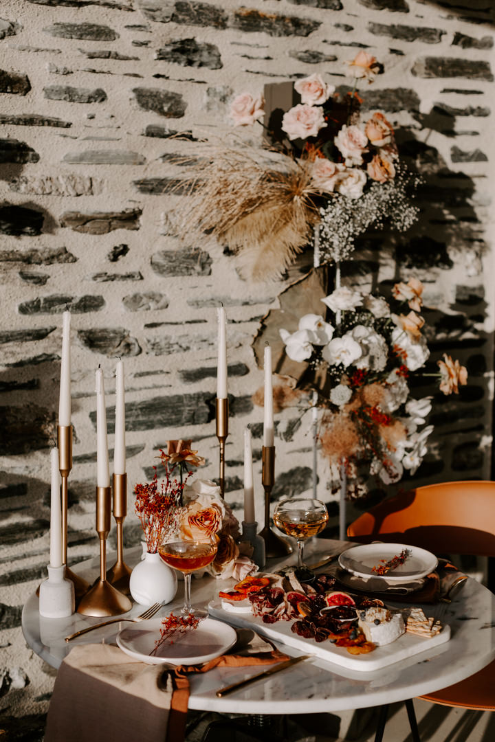 Romantic dinner for two at Jacks Retreat Elopement Wedding in Queenstown, New Zealand by Dawn Thomson Photography